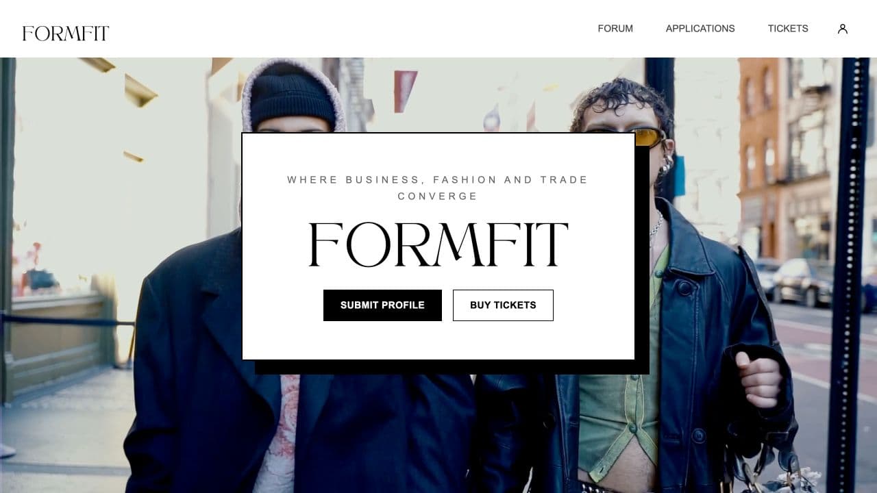 FormFit homepage with profile and ticket calls to action